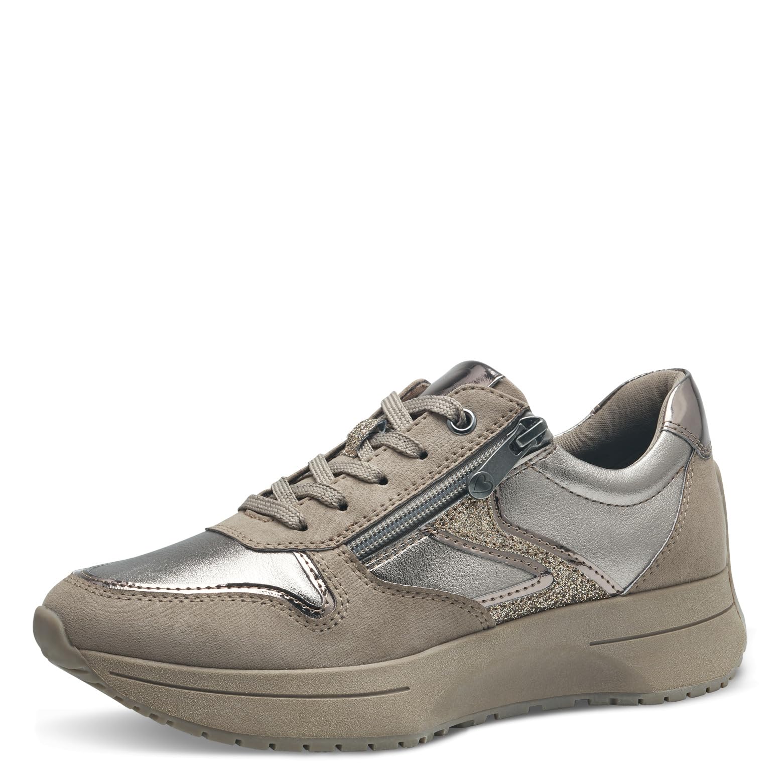 MARCO TOZZI Women's Platform Trainers with Laces Leisure, Taupe, 8 UK