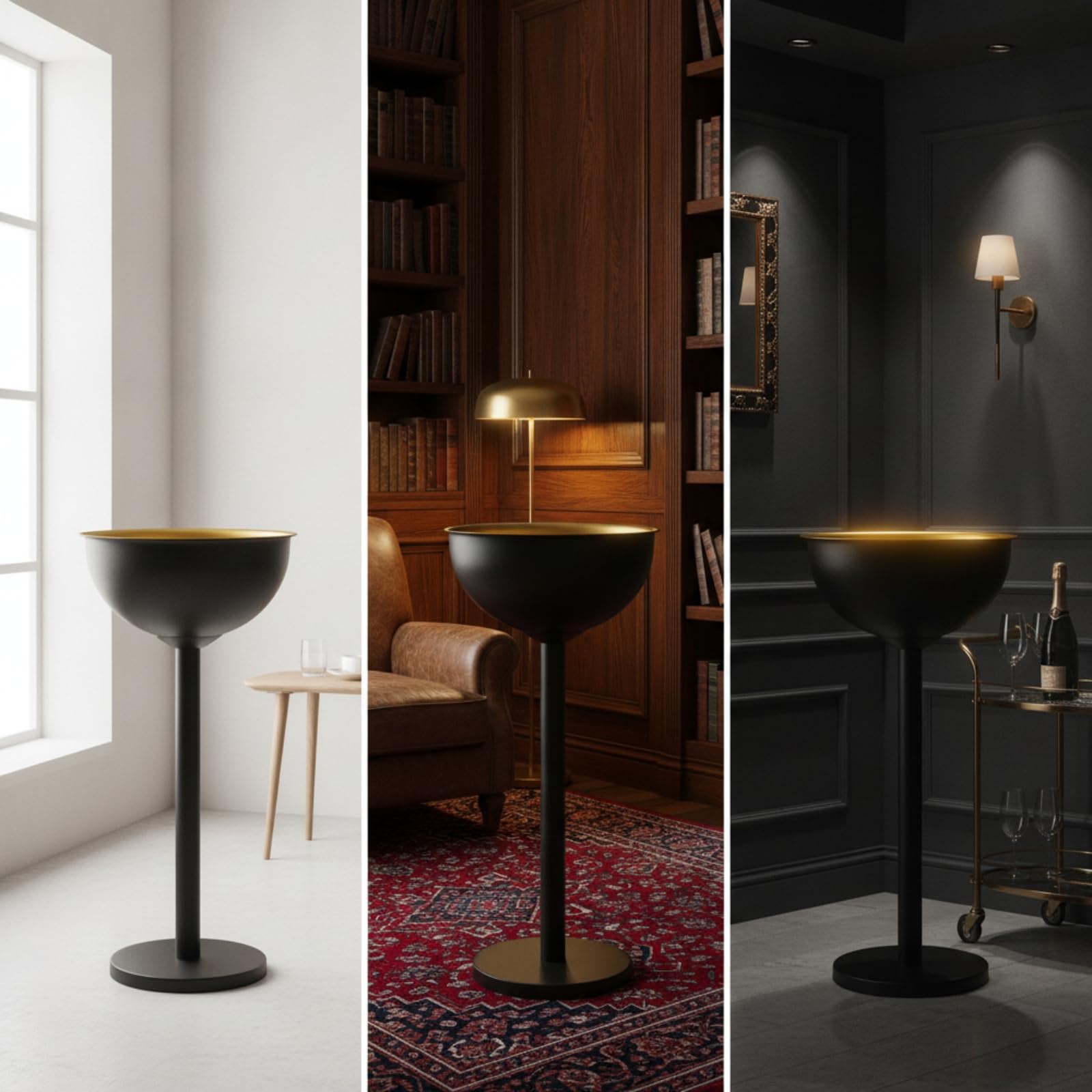 Soporte de Vino Soporte Cubo Botellero Pedestal Porta en Acero Inoxidable Liso Vertical y Base Pesada Adecuado para Servicio de Cócteles en Casa Salas , Plateado , Redondo Con Soporte