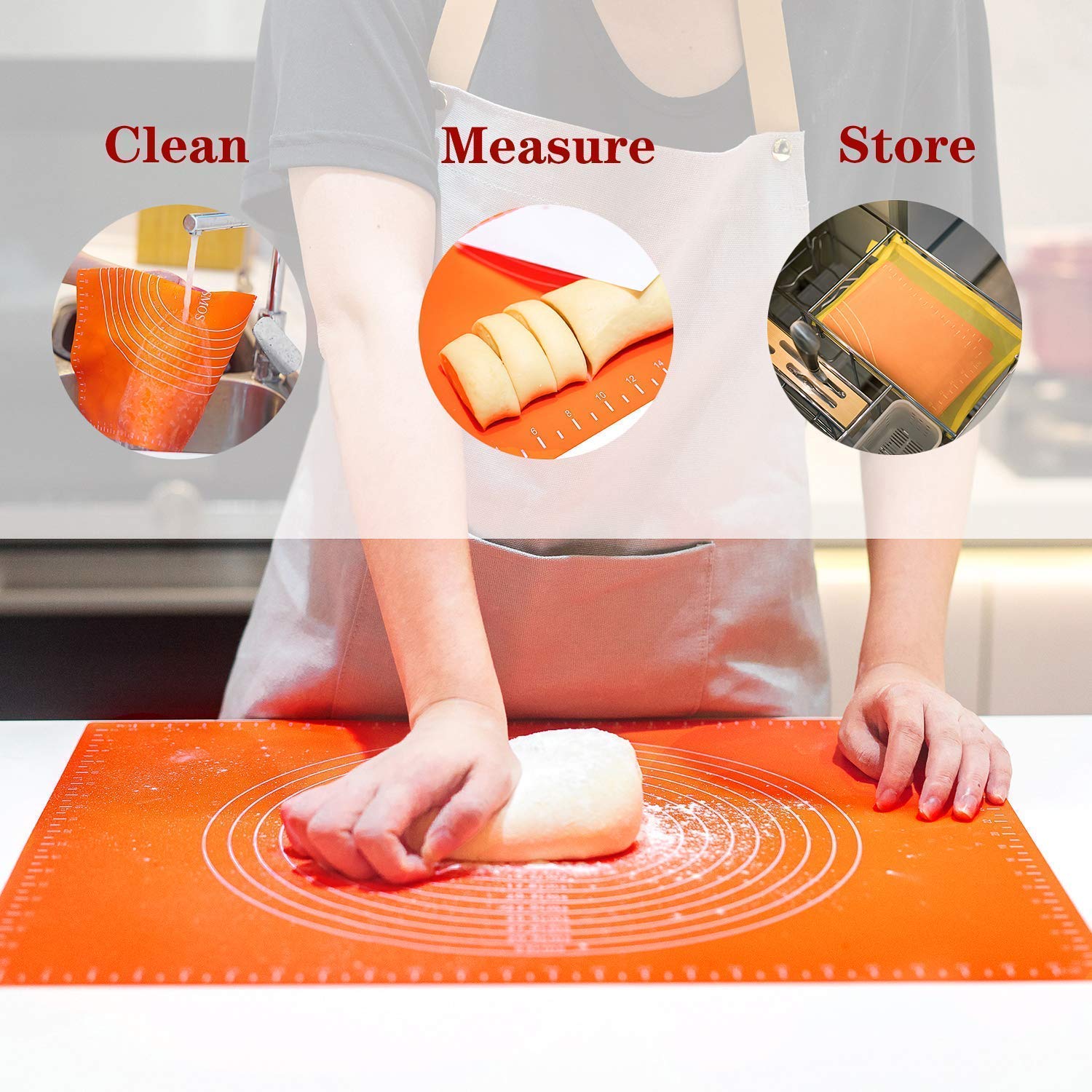 FRESTYQUE Baking Mat for Pastry Rolling with Measurements Silicone Non-Stick Fondant Rolling Mat 50 * 40 cm (Random) 1