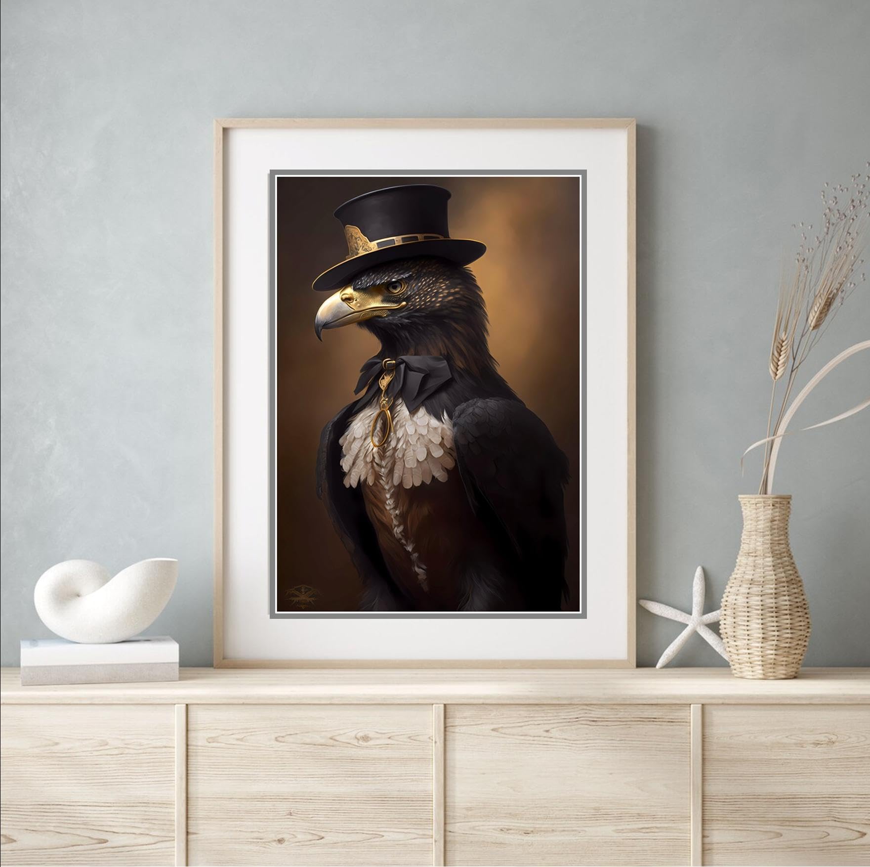 Beauitiful vivid fine art print of a Vintage Victorian style Gothic Golden Eagle painting (picture 4) (A4 PRINT ONLY) (29.7 X 21CM)