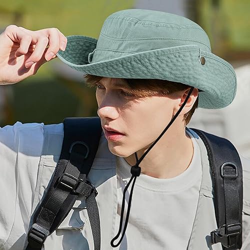 Miniatura 6 de Croogo Sombrero de ala ancha Bonnie de verano, sombrero de sol para pesca, estilo vaquero, sombrero de pescador, safari al aire libre, caza,