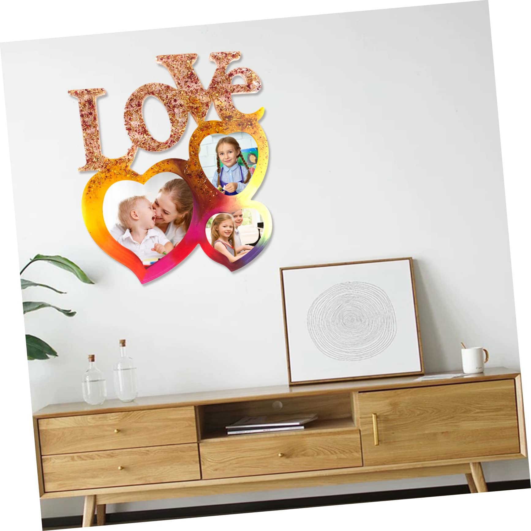 Tofficu 5 Pièces Moule de Cadre Photo d'amour Ice Pop Moule à Bonbons tourbillonnant Photo Cadre personnalisée Valentines Day Decoration décor Saint Valentin en Silicone Blue