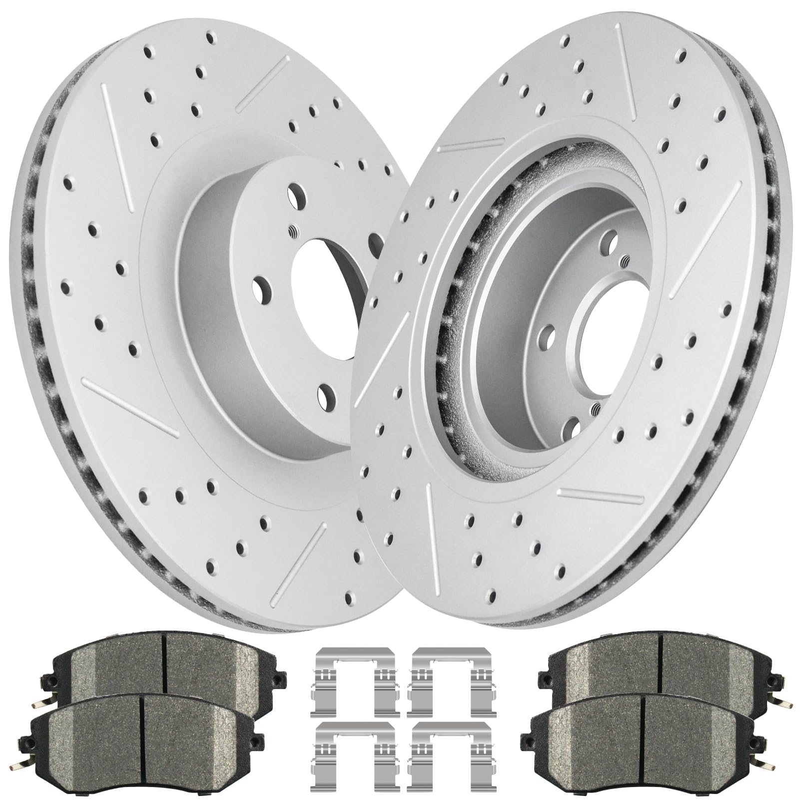 Ceramic Brake Pads and Rotors Kit Front Drilled Slotted Vented Rotors & Brakes for 2012 2013 2014 Subaru Impreza WRX/WRX Limited/WRX Premium 2011 Impreza WRX, WRX Limited