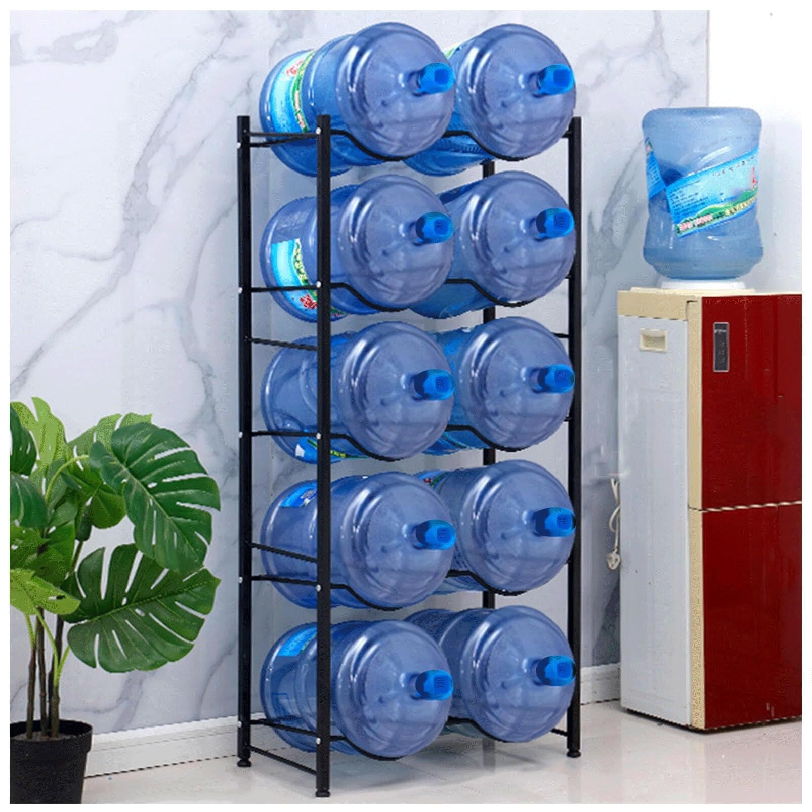 Estante para cubos de agua potable para solucionar la falta de espacio y el desorden de botellas