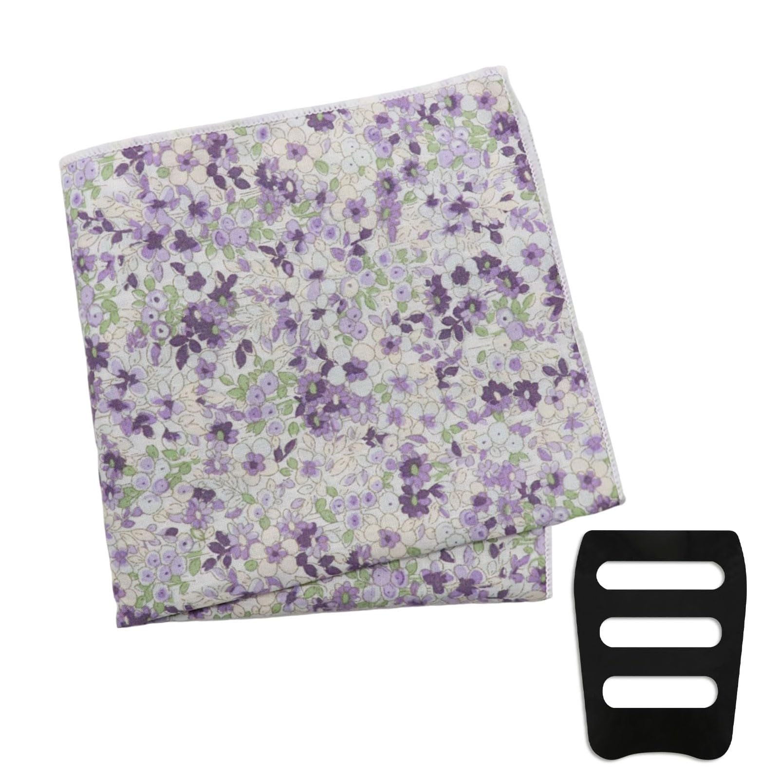 Floral Pocket Squares for Men with Holder Printed Flower Mens Handkerchief Cotton Suit Pocket Hanky for Wedding