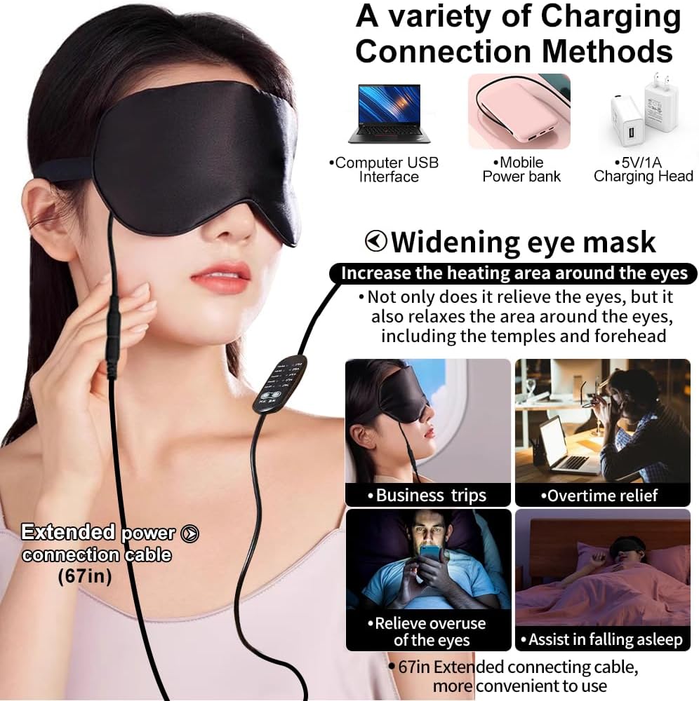 Heated Eye Masks for Dry Eyes, Timer Shutdown Setting, 4-Speed Intelligent Temperature Regulation, Double-Sided Silk Soft and Breathable Fabric,Eye Masks for Puffy Eyes,Dry Eye mask