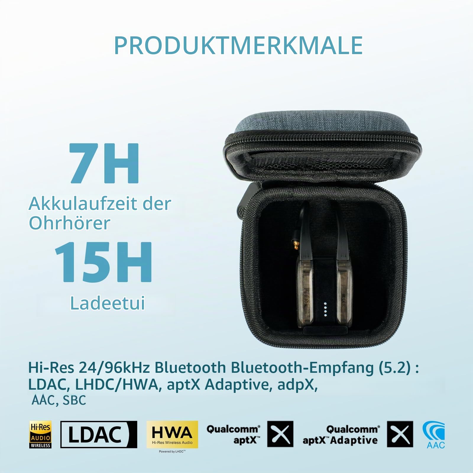 IFI GO Pod Air HD Bluetooth DAC & Amp für IEMs | Leichtes TWS-System, 96kHz/24bit Hi-Res, LDAC, LHDC & aptX Adaptive, Austauschbare IEM-Anschlüsse, Reisekoffer