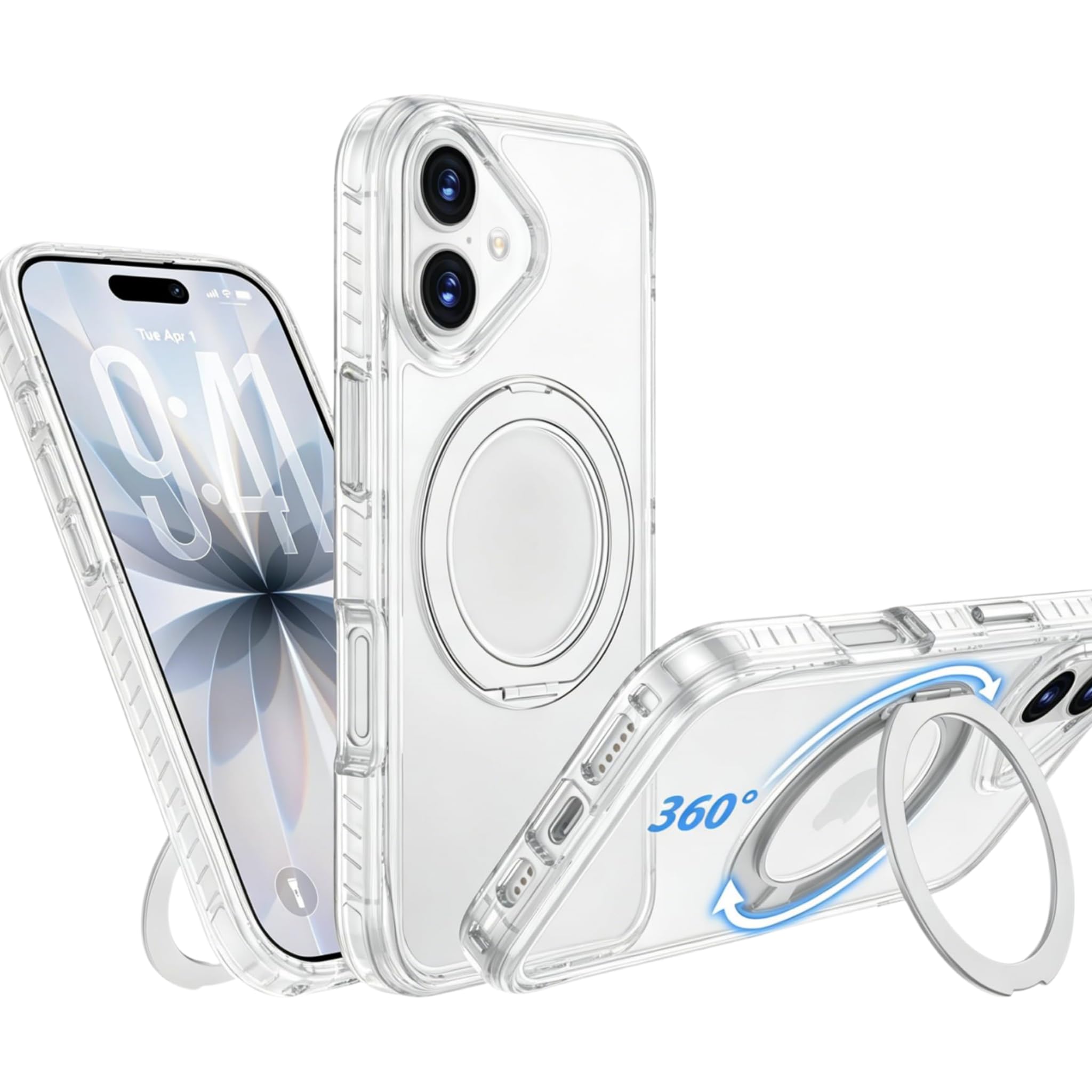 iPhone 17用 ケース MagSafe対応 360°回転スタンド あいふお…