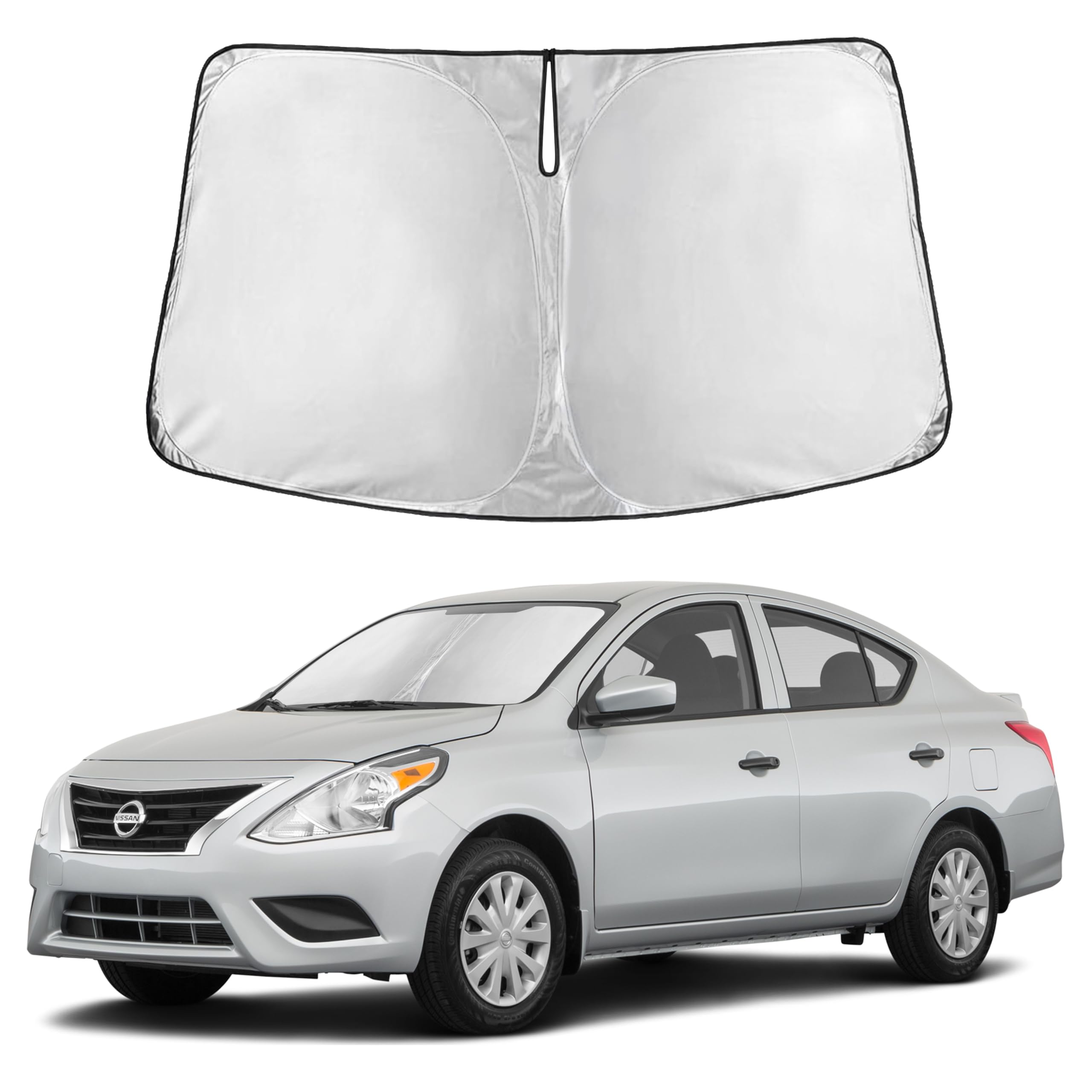 Autovir Windshield Sun Shade Fit for 2012-2017 2018 2019 Nissan Versa Sunshade, Front Car Window Shades Sun Visor, Blocks UV Rays & Heat, Car Accessories Fit for Nissan Versa 2012-2019