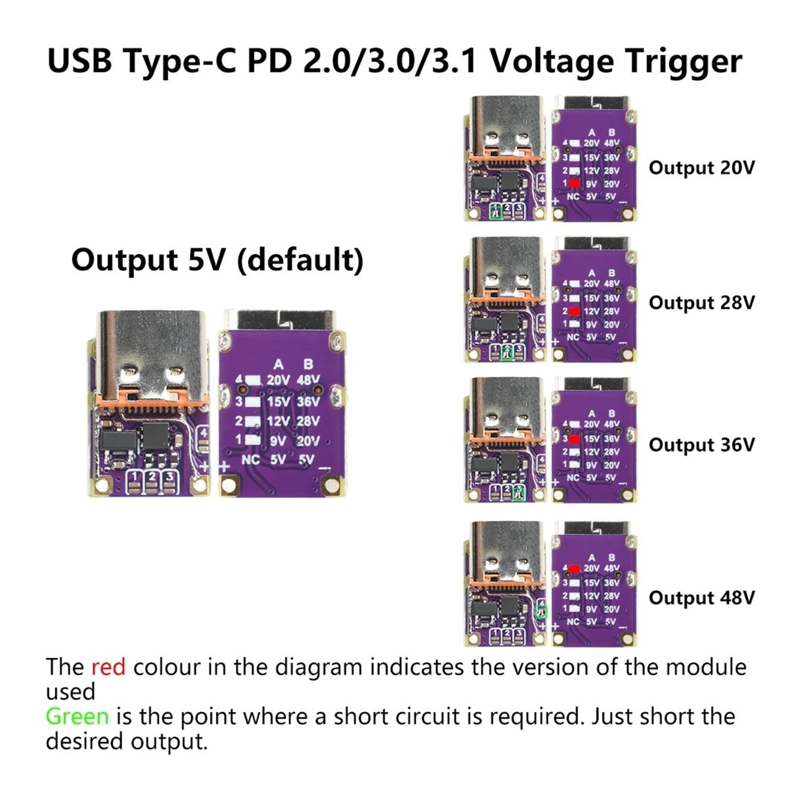 PD3.0 PD3.1 QC3.0 moduł spustowy 48 V Decoy Board typ C do DC 5 A (wysokie napięcie)