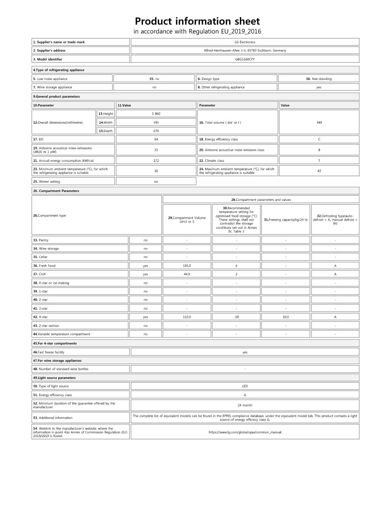LG GBG5160CPY Kühl-/Gefrierkombination (349 L, Energieklasse C) mit InstaView, Smart Inverter Compressor, DoorCooling+, Food Cover, Silber