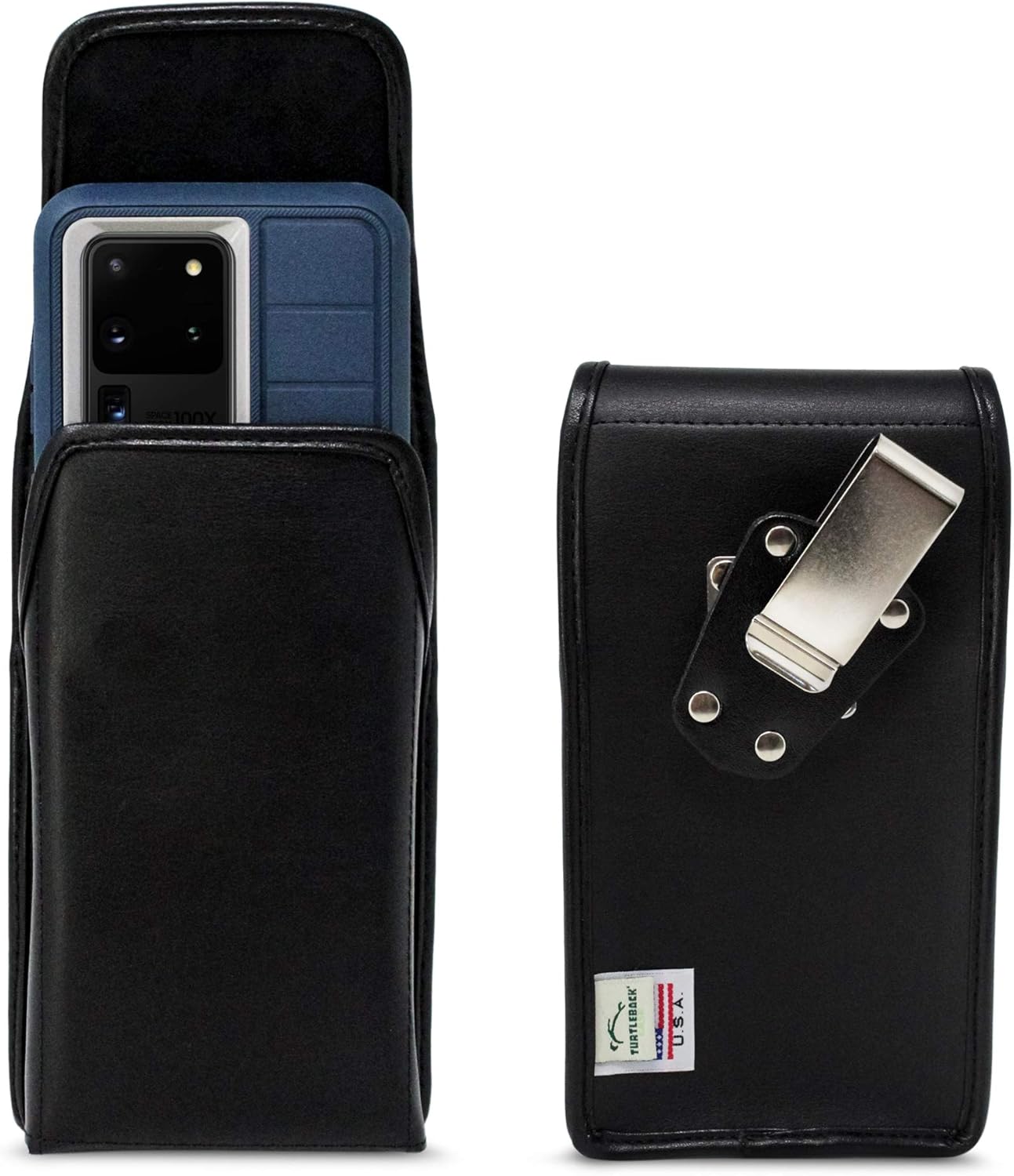Turtleback Premium Leather Phone Holster for Galaxy S25 Ultra-S20 Ultra  Cell Phone Holster with Heavy-Duty Metal Belt Clip  Large Phone Belt Holder Fits Phones with Defender or Bulky Cases