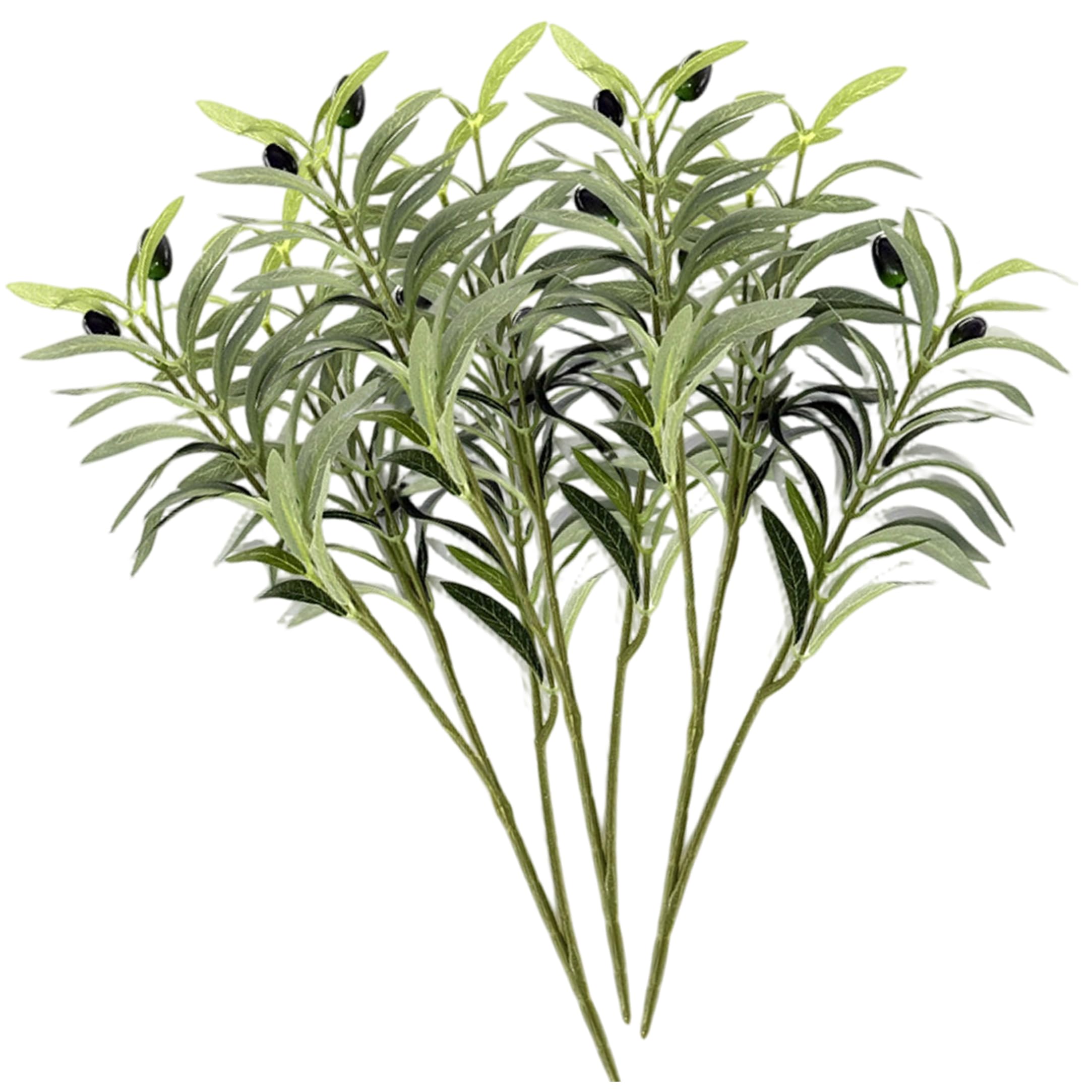 Gemuseeee Olive Branches for Vases, 3 Pack Artificial Olive Branches, Realistic Greenery Stems With Fruits For Vase Decor, Green, 15.75 Inch