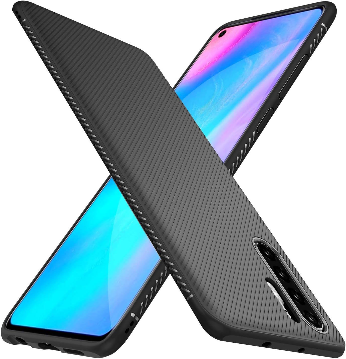 Huawei P30 pro case, KuGi Huawei P30 pro case, JS [Scratch Resistant] Premium Flexible Soft Anti Slip TPU Case for Huawei P30 pro Smartphone(Black)