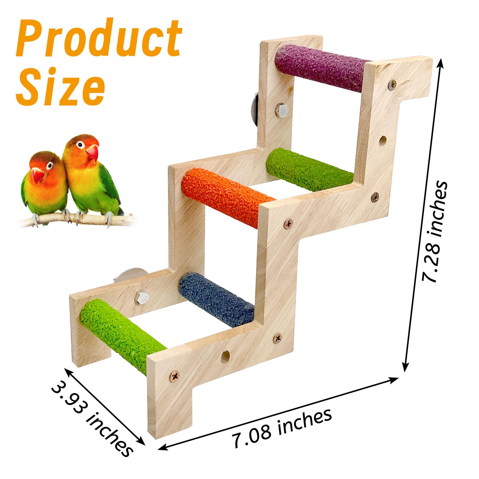 Hamiledyi Nature Wooden Bird Ladder Pet Parrots Climb Bridge Exercise Stands for Parakeet Climbing Chewing Bridge Bird Cage Accessories for Cockatiel Parakeet Lovebirds Budgie - image 3
