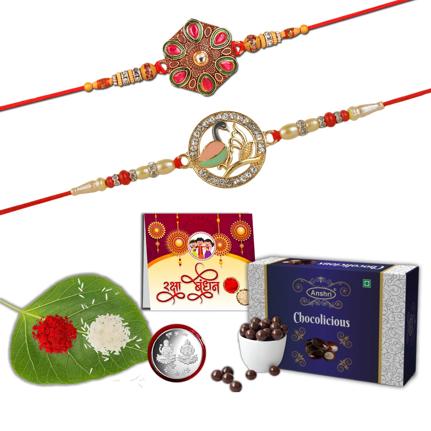 Anshri Rakhi for Brother |(275-300 B) Rakhi With Premium Chocolate | Rakhi With Roli Chawal | Silver Color Coin Gift With Rakhi | Bhai | Bhaiyaa | Veera 0330 (B0CBW5C2PR) Amazon Price History, Amazon Price Tracker
