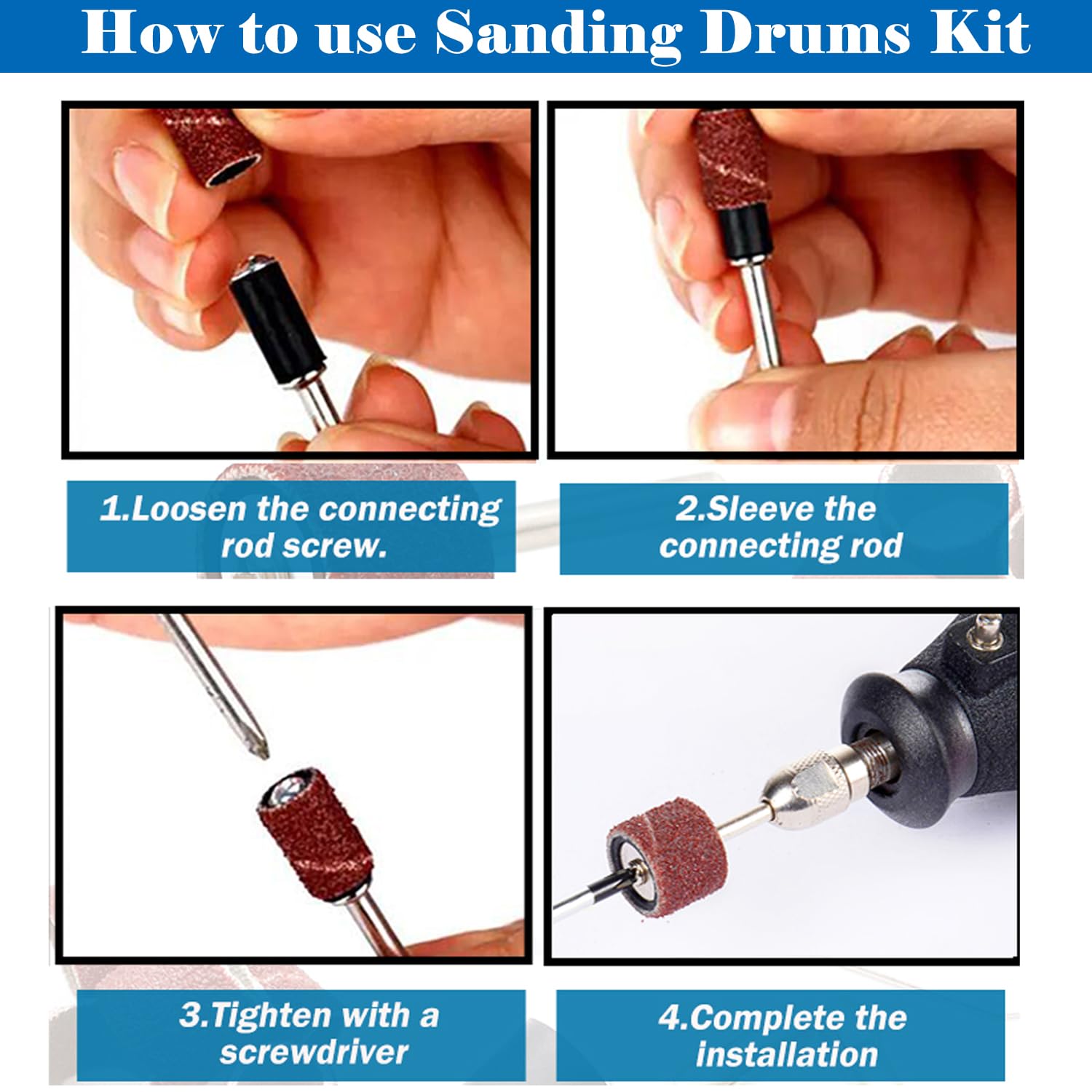 Sanding Drum Set for Rotary Tools - 138 Bands & Mandrels -3