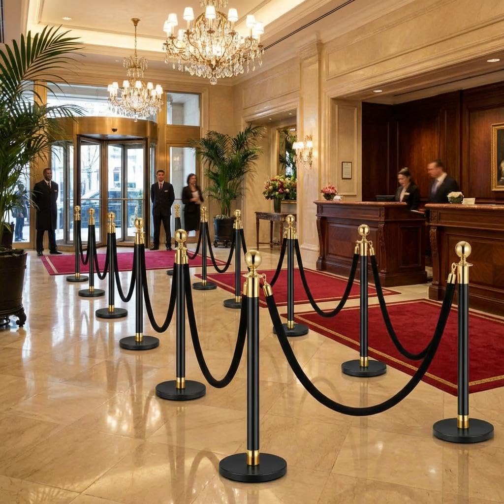 Edelstahl Absperrpfosten Seil Abgrenzungsständer Kugelkopf 1 Rote Samtseile Goldene Säule 2 Packung Crowd Control Barriers Für Theater Partys Hochzeit Museen Ausstellung