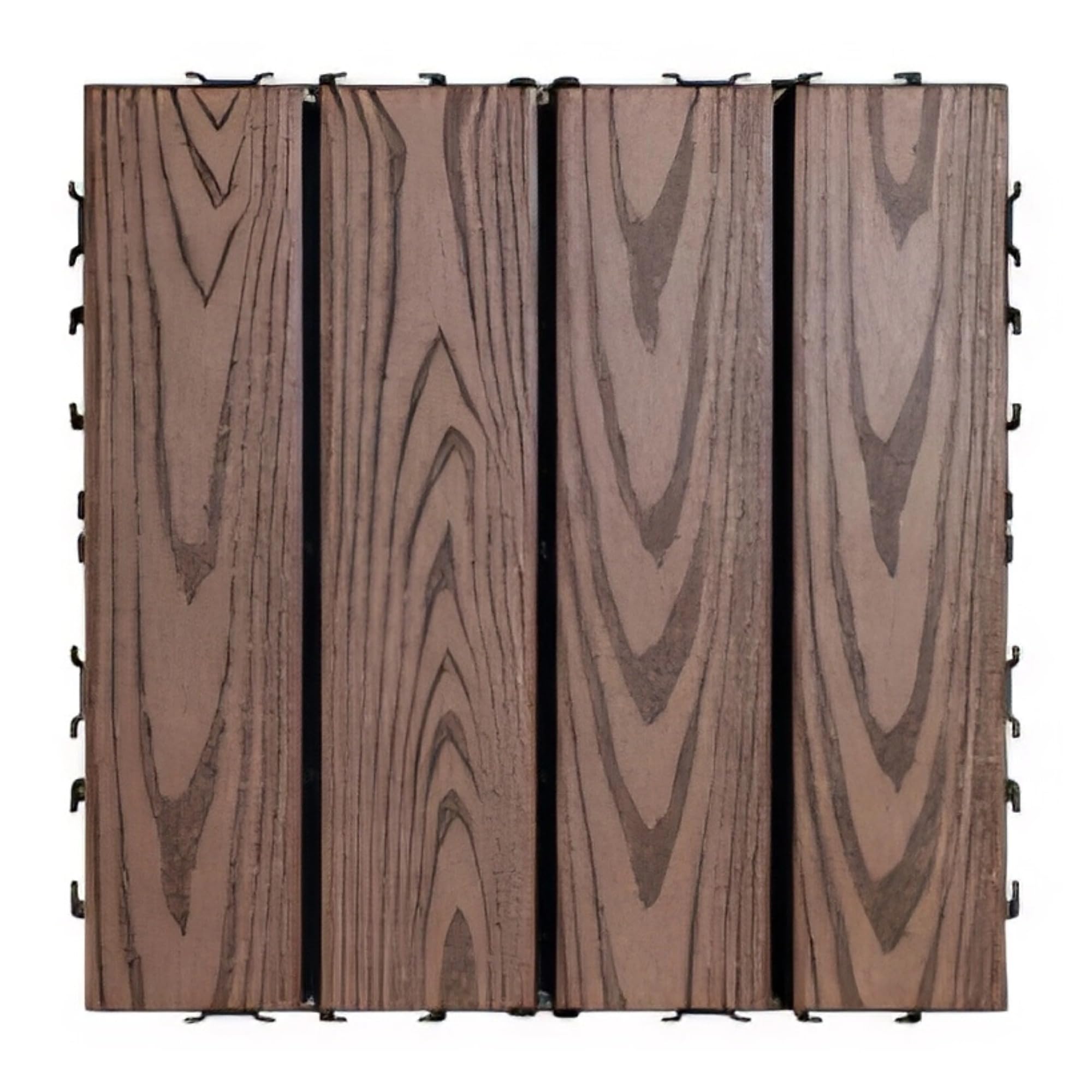 22 Pcs Composite Wood Patio Deck Tiles, Interlocking Flooring