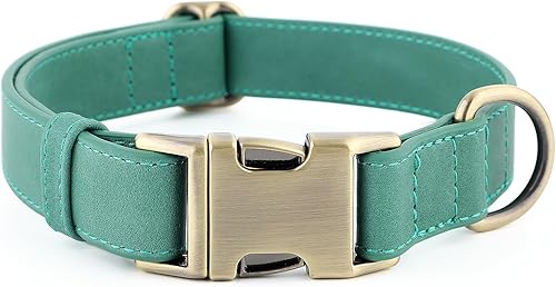 Miniatura 14 de Collar de piel genuino para perros de Plutus Pet – Collar ajustable para mascotas con hebilla de metal de liberación rápida, piel suave y real para