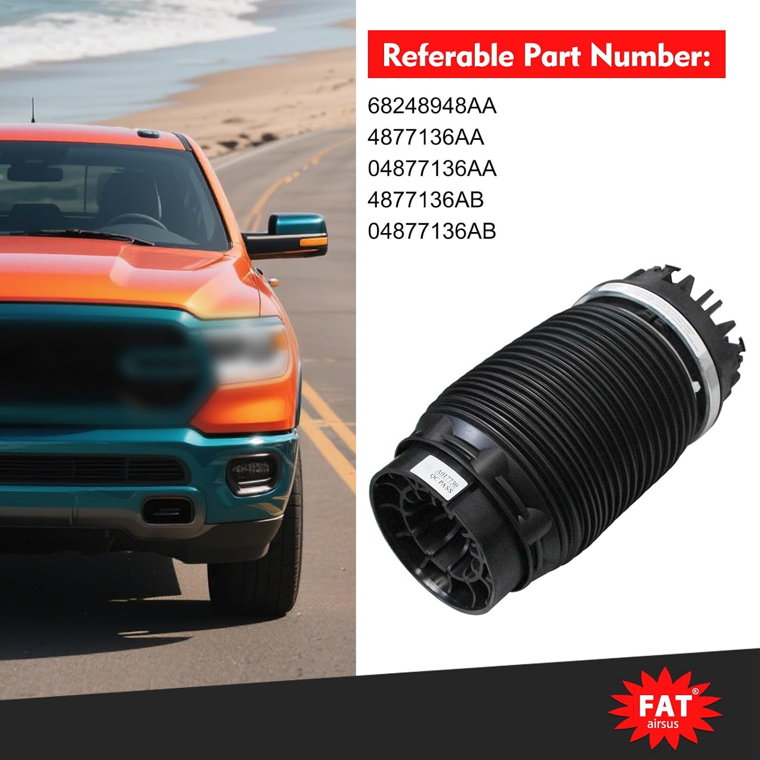1Pc Rear Air Suspension Spring Bag Compatible with Dodge Ram 1500 2013 2014 2015 2016 2017 2018 for Air Bellow 68248948AA 4877136AA 4877136AB 68069813AA