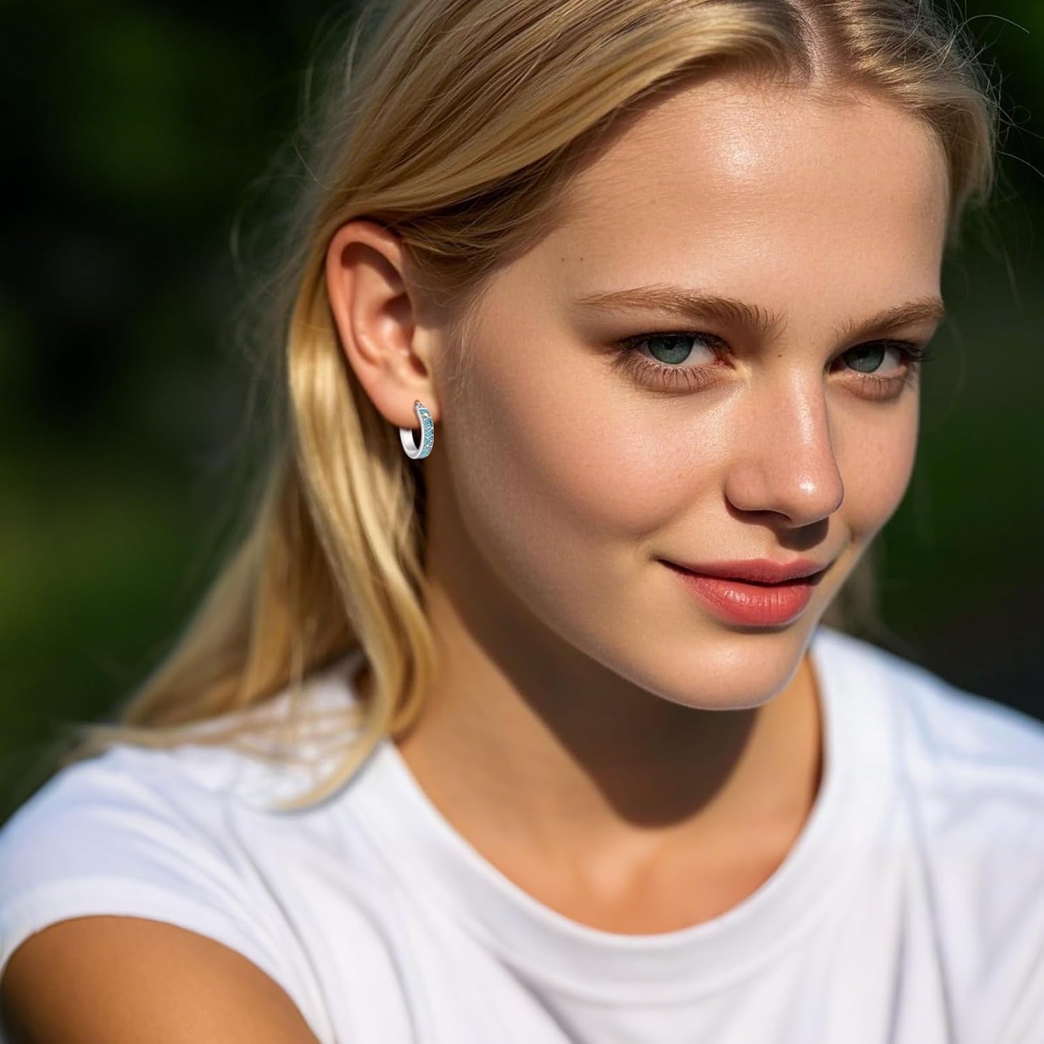 Black Hoop Earrings for Men Sterling Silver Blue Opal/Turquoise/Malachite Huggie Hoops Earrings Jewelry Gift for Men