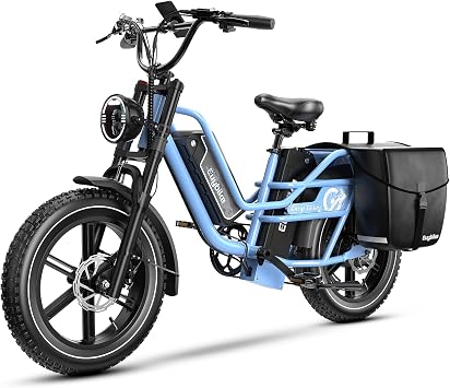 Dual Battery Electric Bike for Adults, Cargo Ebike with 48V 60AH Removable Battery Up to 160 Miles, 1450W Peak Motor Electric Bicycle, 20" x 4" Fat Tire 7 Speed Hydraulic Disc Brakes E Bike
