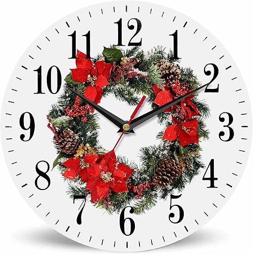 Miniatura 9 de Mxocom Reloj de pared de mariquita roja y negra, 10 pulgadas, silencioso, sin tictac, funciona con pilas, reloj redondo vintage para sala de estar,