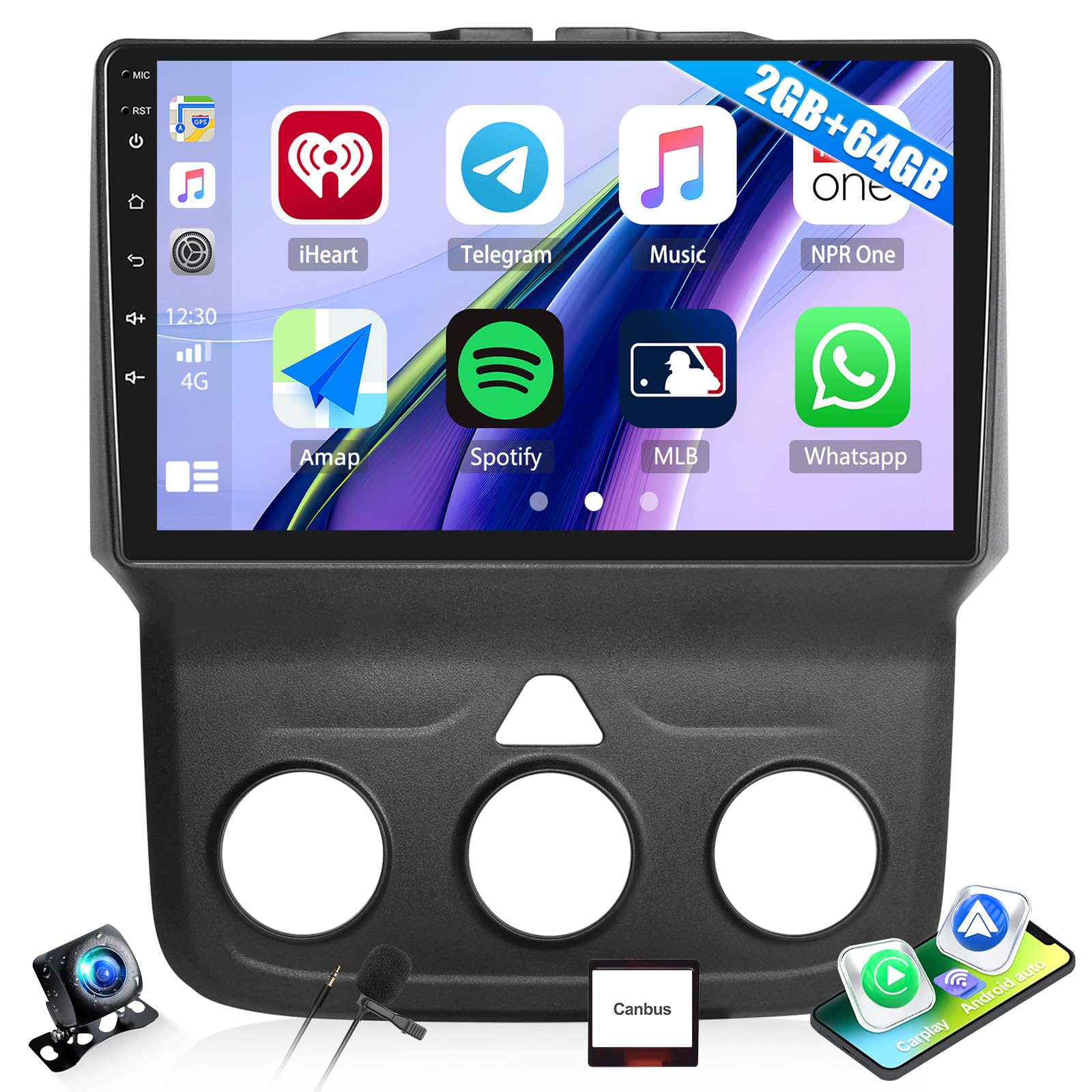 2G+64G Car Stereo Radio for Dodge RAM 1500 2500 3500 2013 2014 2015 2016 2017 2018 with Wireless CarPlay and Android Auto 9" Touch Screen Android 13