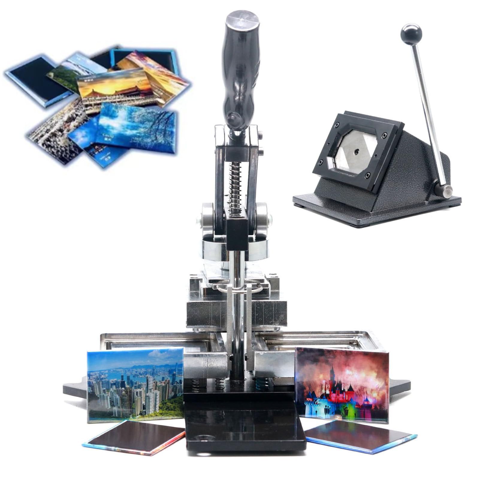 JKJZSALJ Fridge Magnet Machine Fridge Magnet Button Maker Machine Kit With Paper Cutter,80X53Mm & 90X65Mm Badge Press,100Pcs Components For Custom Photo Badges,Team Events,90X65Mm,90x65mm