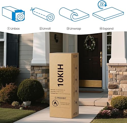 Miniatura 8 de Colchón King de espuma viscoelástica de gel de 10 pulgadas en una caja con funda extraíble transpirable lavable, sin fibra de vidrio, alivio de