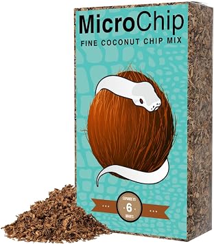 Microchip Fine Coconut Substrate and Coco Husk Chip Mix Bedding for for Bioactive Terrarium Tanks, Reptiles, Inverts, Frogs, Tarantulas, and Geckos Bedding for Terrarium Floor Cover 6 Quart
