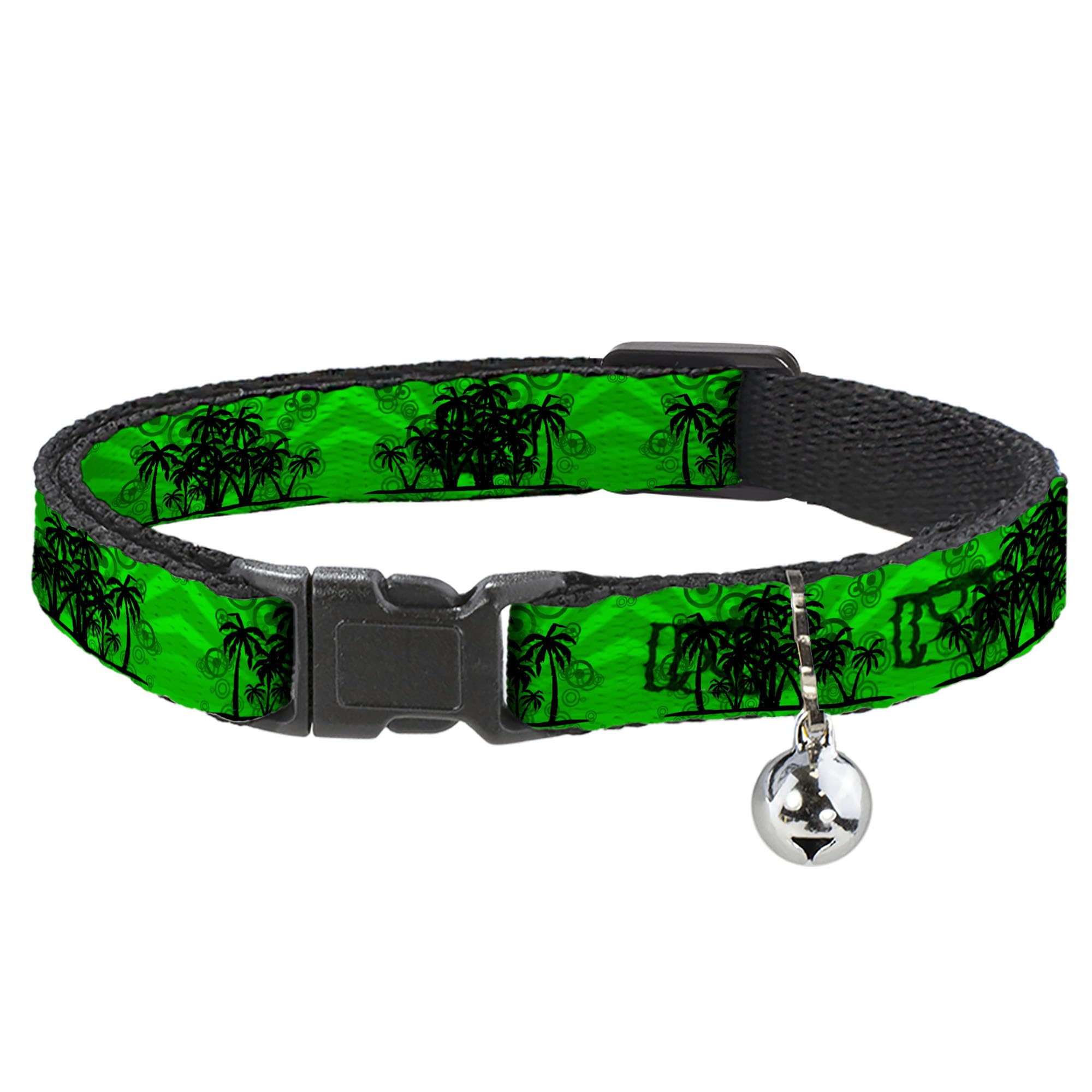 Collar de gato breakaway Buckle-Down de palmeras verdes ajustable con cierre de seguridad