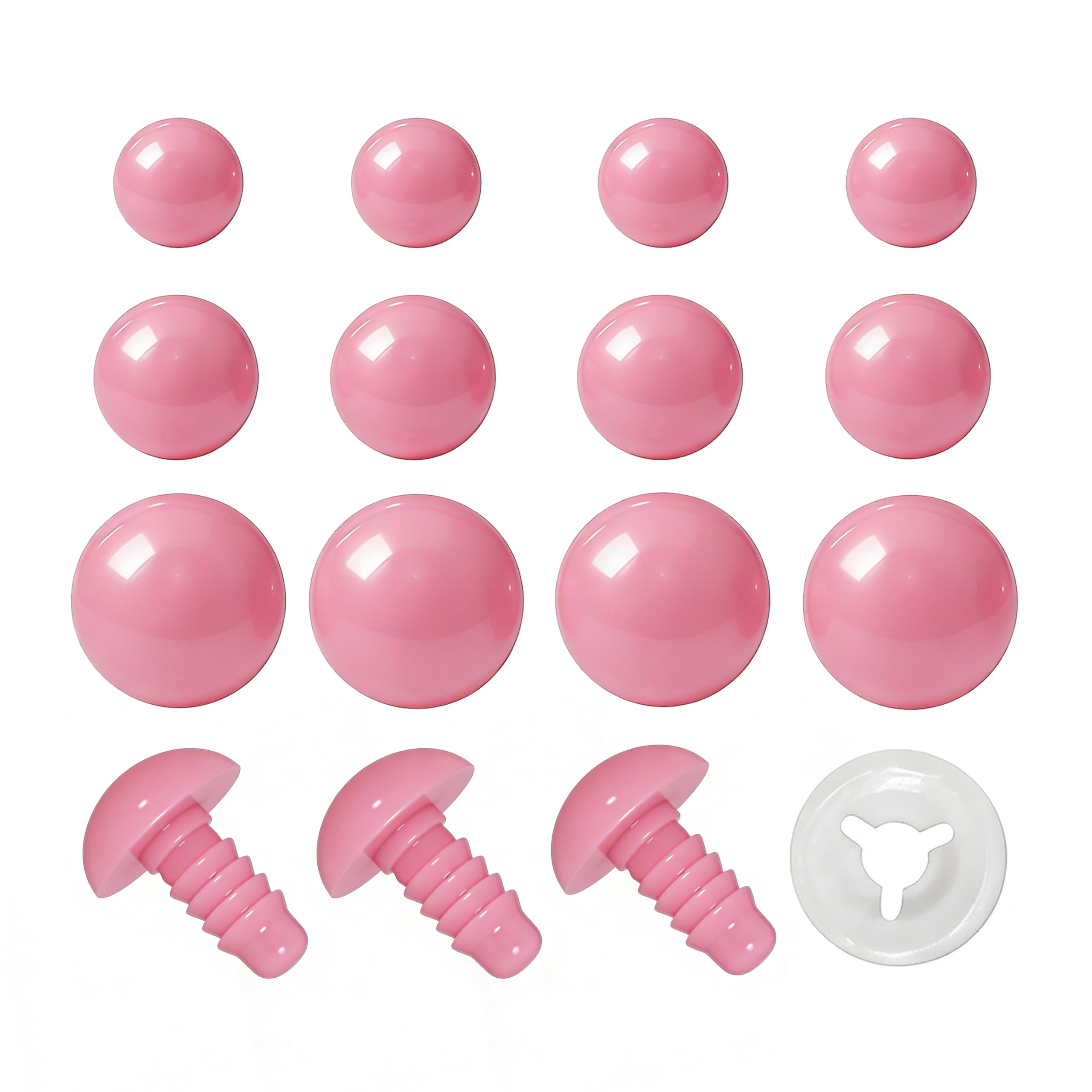 Yeux de sécurité en plastique rose (80 pcs) avec rondelles filetées pour amigurumi