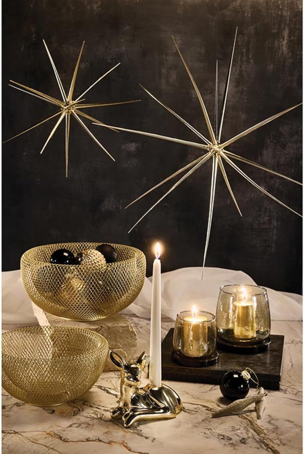 47th & Main Decorative Bowls Metal Mesh Modern Bowl For Home Décor, Set of 2, Matte Gold