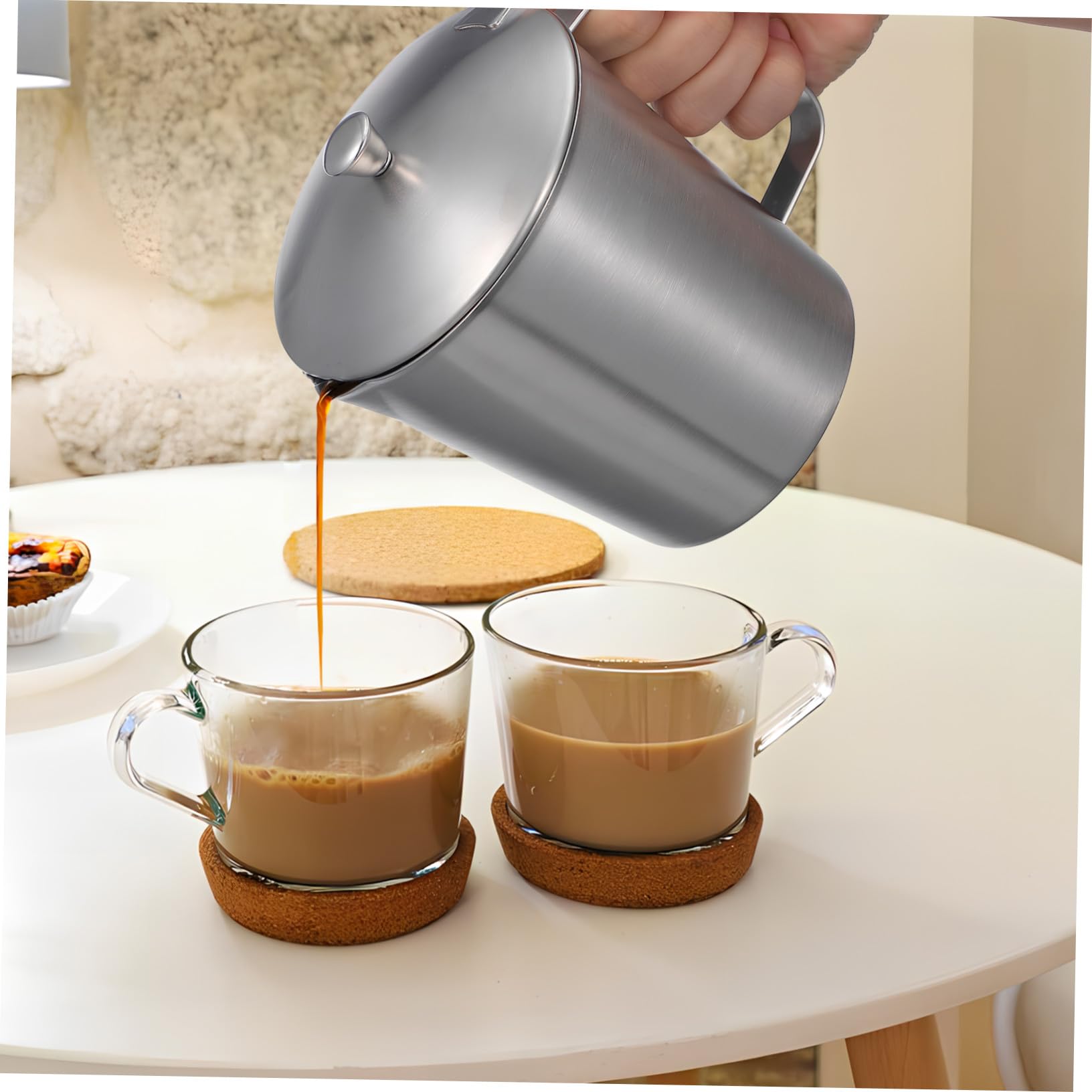 Gatuida Tasse à Mesurer Graduée Pour Pâtisserie Avec Couvercle Pour Latte Art Pichet à Lait Pour Expresso