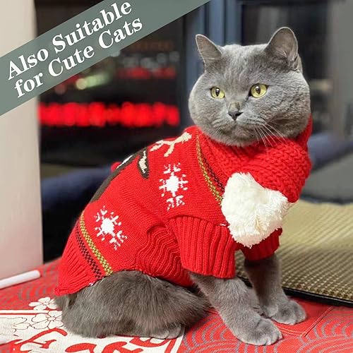 Miniatura 3 de Suéter de Navidad para perro, ropa fea de Navidad para cachorros, disfraz de gato de punto cálido, ropa para mascotas de renos pequeños, medianos y