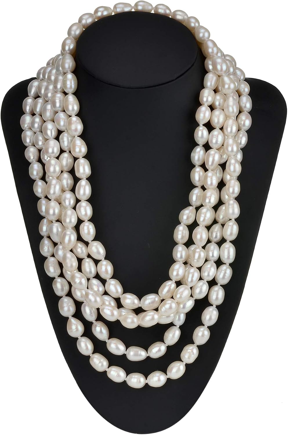 8-8.5mm White Freshwater Cultured High Luster Pearl Rope Endless Necklace, 100"