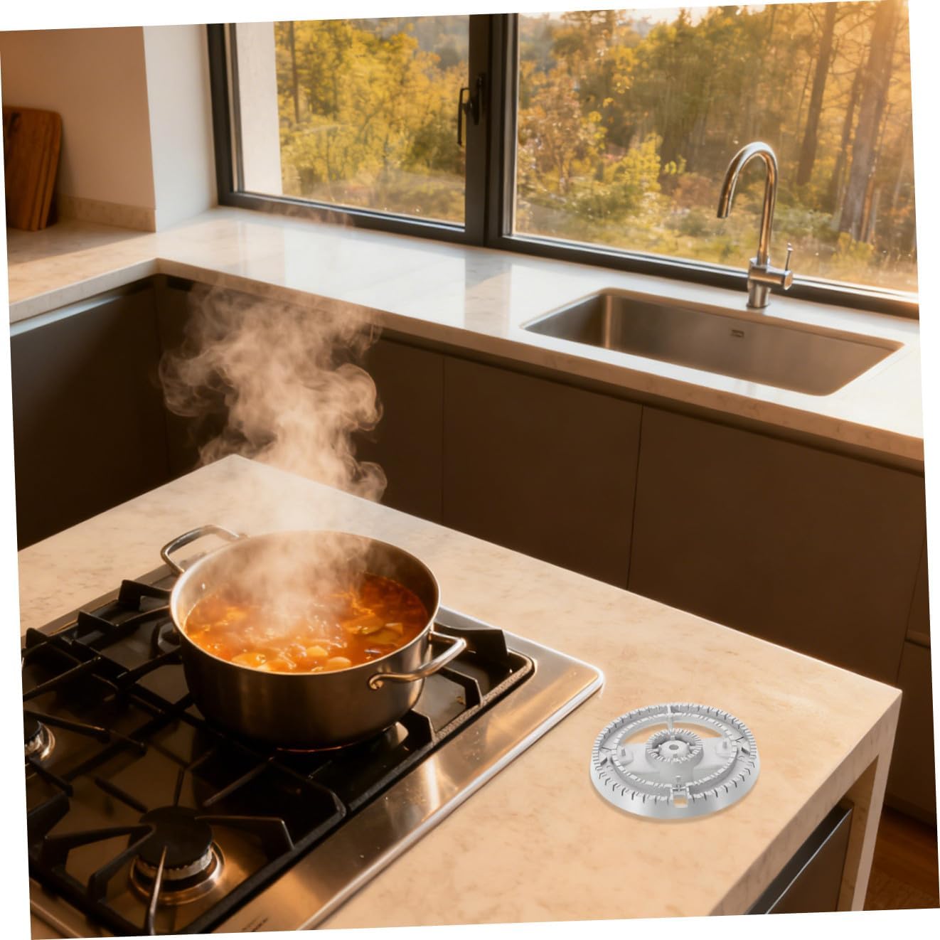 Gas Burner Head Replacement - Household Gas Stove Head Oven Hob Burner Crown for Enhances Cooking Efficiency & Prevent Flame Overflow
