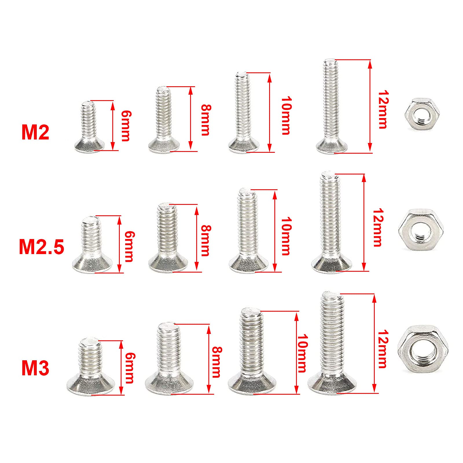 Viti Metalliche 2/5 Pz M2 M2.5 M3 In Acciaio Inox 304 Testa Passo Alto