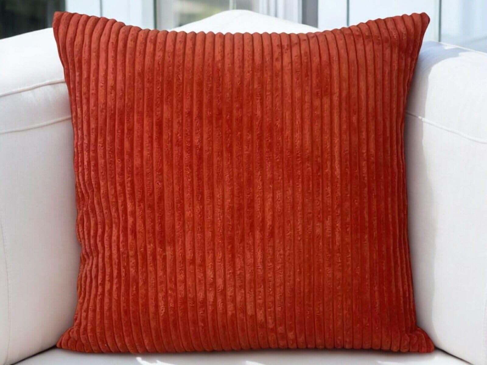 Seechoo Set of 4 - Corduroy Burnt Orange Sofa Cushion Covers 45 x 45 cm Decorative Pillows, 45 x 45 cm (Pack of 4) - Image 2