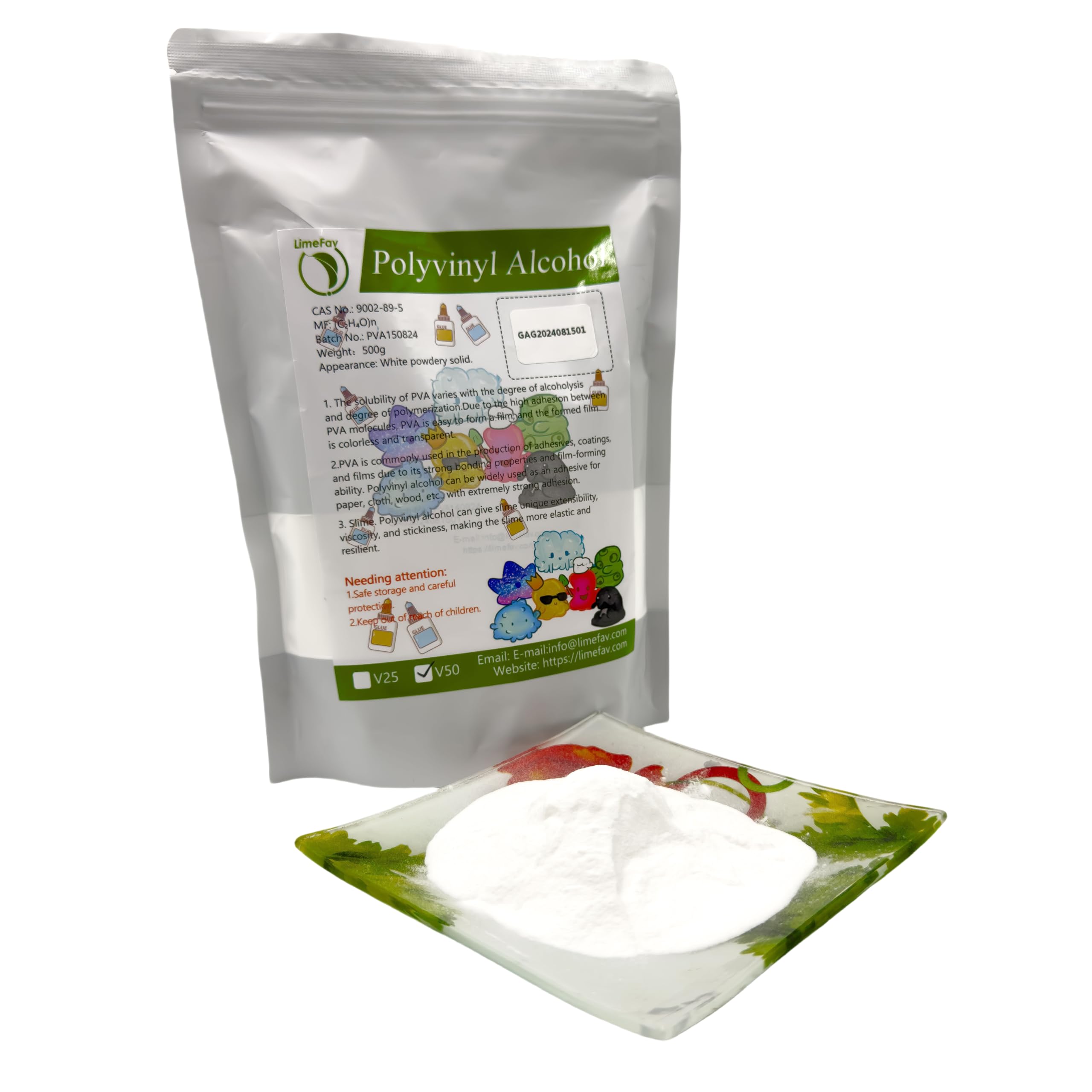 Polyvinyl Alcohol PVA V50, CAS NO.9002-89-5 (500g/17.6oz/1.1lb)