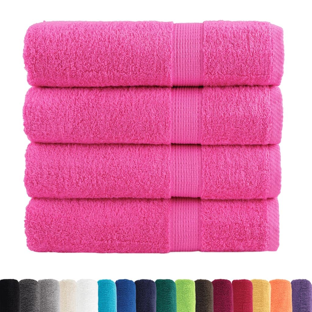 SOLUND Juego de 4 toallas de mano, color rosa, 50 x 100 cm, 600 g/m², 100 % algodón hilado en anillo, toalla de rizo absorbente con práctica fijación para colgar para el hogar