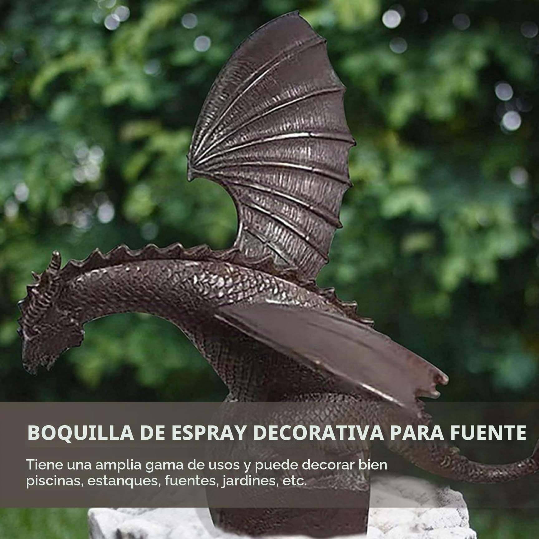 Jorzer Fuentes de Patio Fuentes de dragón Antiguo Resin Estatua de jardín Dragón con Escultura de jardín simulada de Bomba Fuente de Agua Interior para Jardines, Patios, Estanque de 11.42 Pulgadas