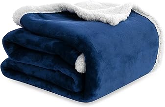 Winthome Double-Layered Sherpa Fleece Throw Blanket - Ultra Soft, Breathable & Warm Thick Blanket, Eco-Friendly Microfiber Blankets for Bed, Sofa Machine Washable Twin/Double Size Blue 150 * 200cm