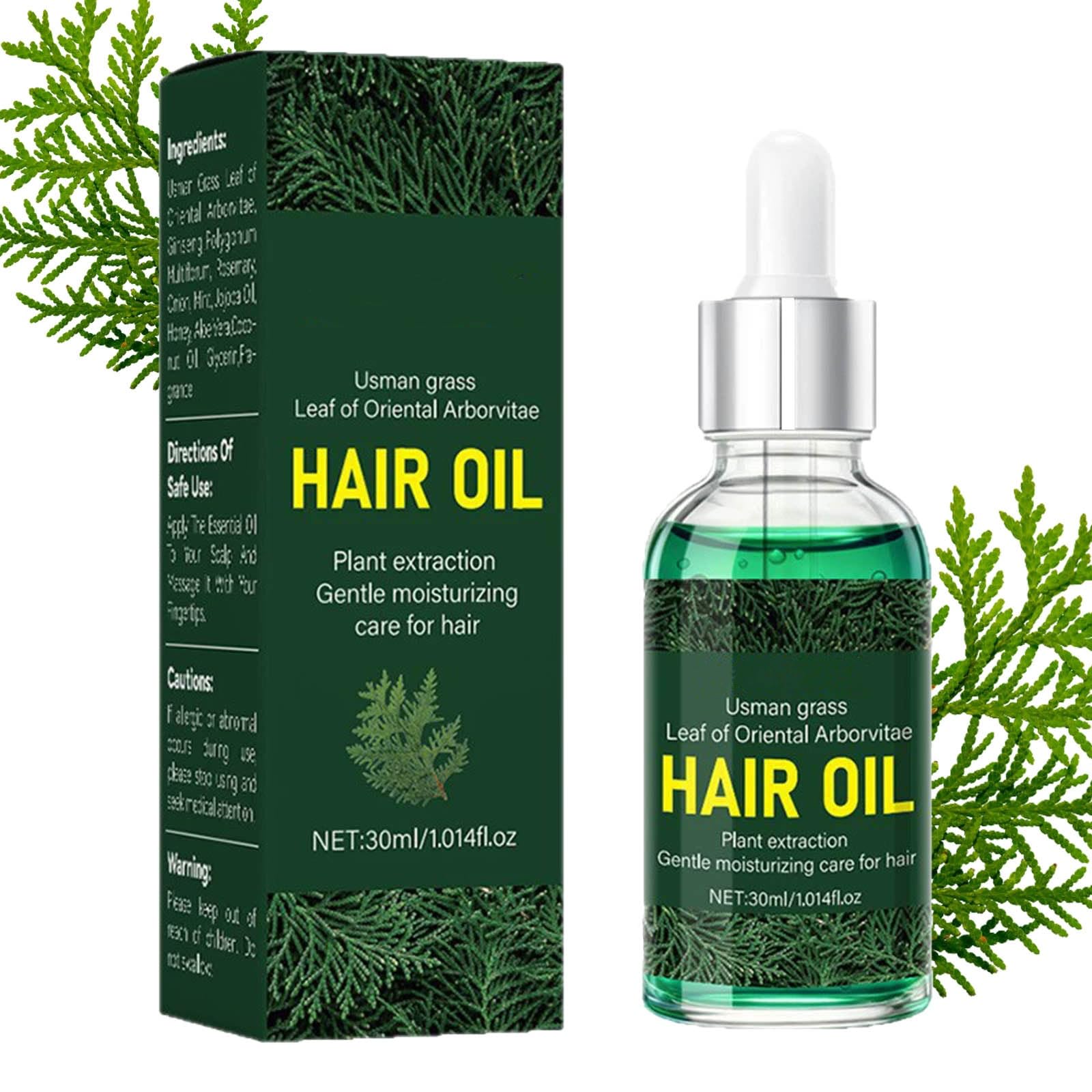 Usman Grass Hair Oil for Dry,Frizzy,Damaged Hair - Nourishing Hair Oil with Arborvitae Leaf Extract, Non-Greasy & Lightweight, Strengthens Hair, Promotes Hair Growth,Hair Care Products for Women & Men