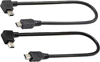 zdyCGTime (2-Pack) USB 2.0 Mini B Male Extender Cable, 90 Degree Right & Left Angled USB 2.0 Mini B Male to Male Extension Cable Data Sync and Charging Cable for Laptop & Tablet & Mobile Phone (28CM)