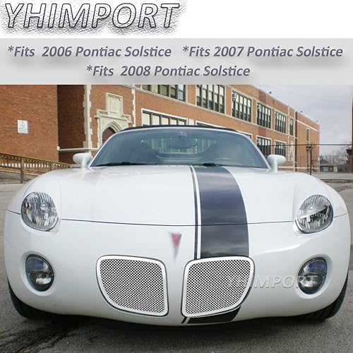Miniatura 2 de Rejilla frontal de acero inoxidable con malla de diamante para Parachoques pulido Combo para Pontiac Solstice 2006-2009