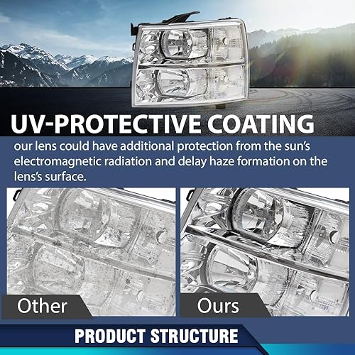 Miniatura 6 de PIT66 Faros delanteros, compatibles con Chevy Silverado 2007-2013 1500 2500 3500 y HD (para 2500HD3500HD, ajuste 2007 nuevo estilo de carrocería y