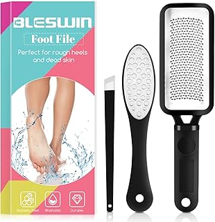 Professional Foot File Callus Remover, Colossal Foot Rasp Stainless Steel and Dual Sided Foot File with Pedicure Knife, 3pcs Pedicure Foot File Set for Dead Skin, Foot Scrubber Pedicure Tools